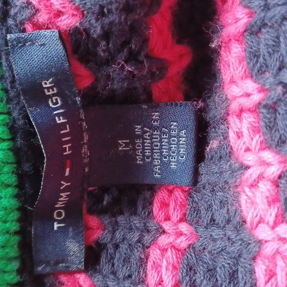 TOMMY HILFIGER Pink Striped Zipper Pocket Sweater, M - Picture 4 of 5